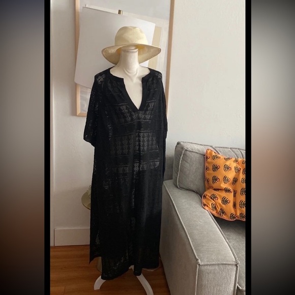 Mango Black Crochet Kimono Tunic Size S - Picture 4 of 11